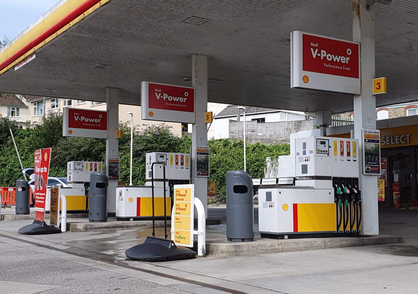 Petrol station fuel pumps