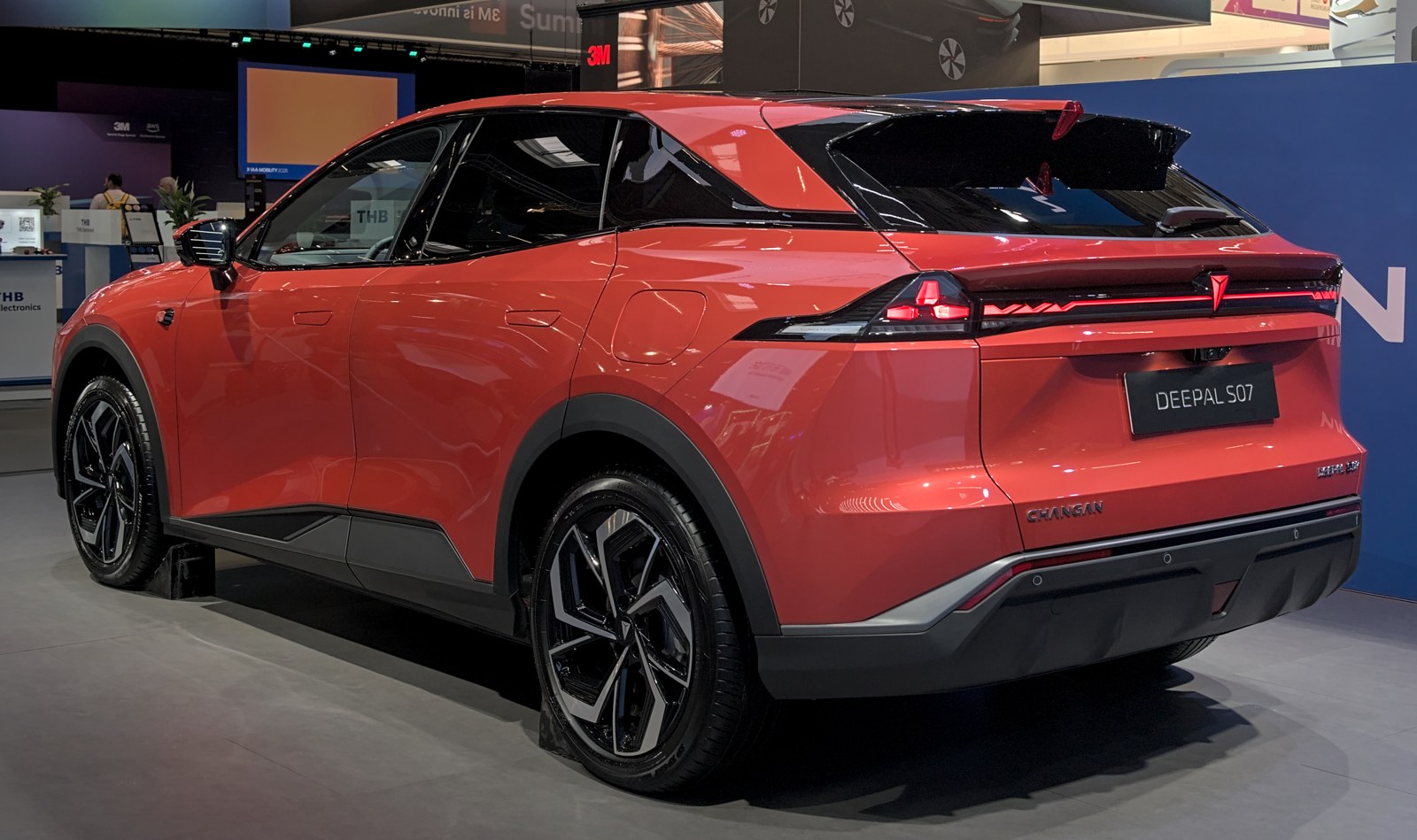 Orange Deepal S07 electric SUV on display at IAA 2025